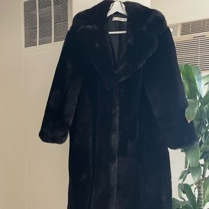 Mango black faux fur coat